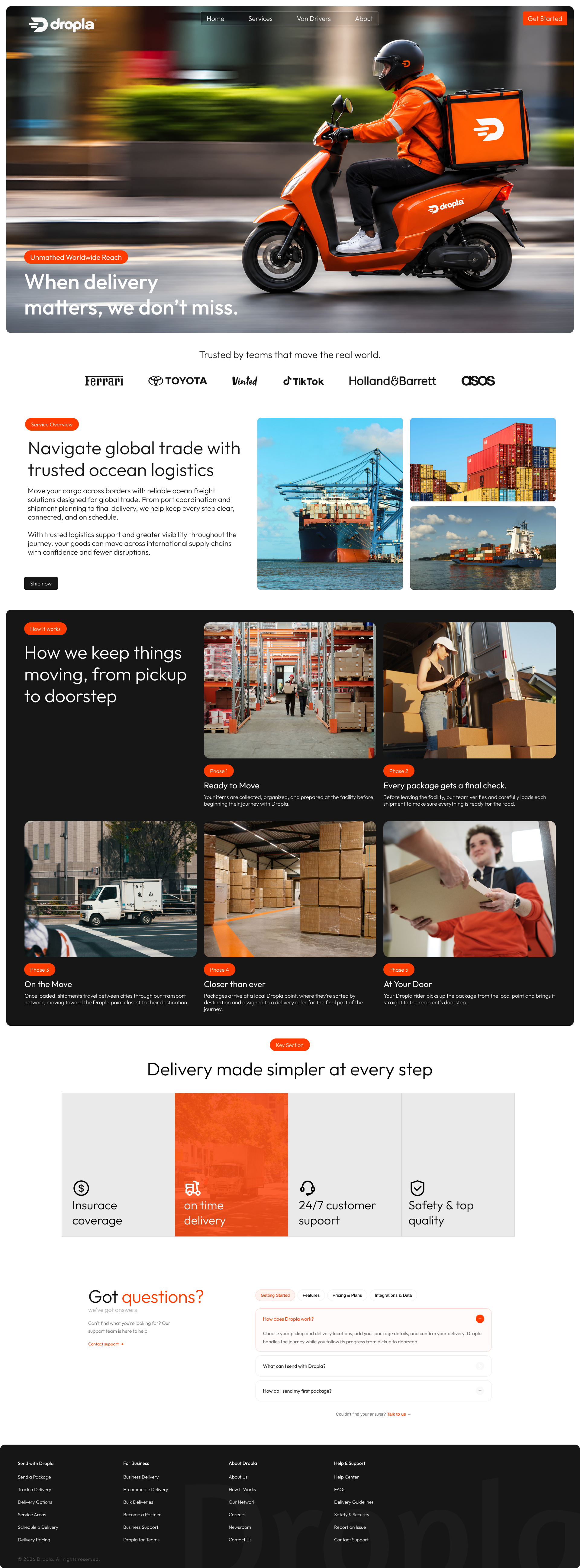 Dropla delivery journey from pickup to doorstep